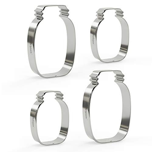 Bakerpan Stainless Steel Cookie Cutter Mason Jars Shapes -3.5 Inch  and  4.5 Inch-