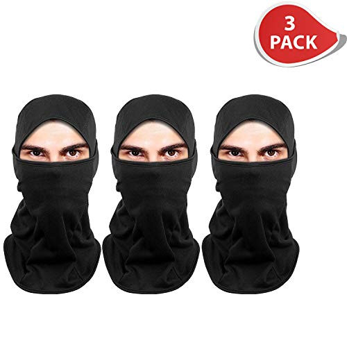 Balaclava - Windproof Ski Mask - Cold Weather Face Mask Motorcycle Neck Warmer or Tactical Balaclava Hood (Black, 3 Pack)