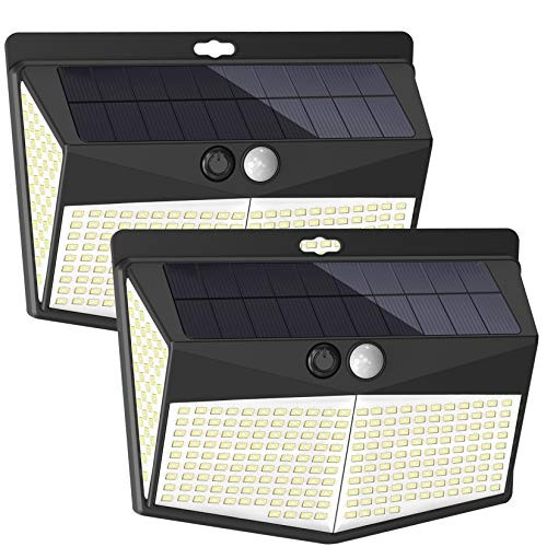 Bonrise 288 LED Solar Lights Outdoor 2 Packs, Solar Powered Lights Security Motion Sensor Lights with 3 Lighting Modes, 270Wide Angle, Wireless IP65 Waterproof Solar Security Lights for Garden,Garage