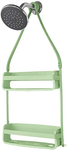 GUDWING Shower Caddy Basket Shelf with Hooks, Bathroom Hanging Shower Head Caddy Organizer, Caddy Organizer Wall Mounted, No Drilling, Storage Rack for Bathroom Shower