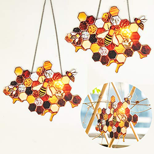 Bee Honeycomb , Queen Bee and Servants Protecting Bee Hive Decor, Bee Honeycomb Window Hanging Ornament Bumblebee Art Decoration for Home Farmhouse Garden Bee Honeycomb , Queen Bee and Servants Protecting Bee Hive Decor, Bee Honeycomb Window Hanging Ornament Bumblebee Art Decoration for Home Farmhouse Garden