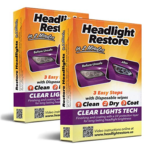 CLT Car Headlight Restoration Kit, Headlight Restorer Wipes -2-