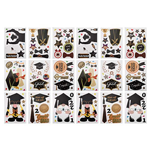 ABOOFAN Graduation Gnome Window Clings Class of 2021 Graduation Window Clings Grad Cap Diploma Star Window Stickers Decals Gnome Window Stickers for Grad Party Supplies 18pcs