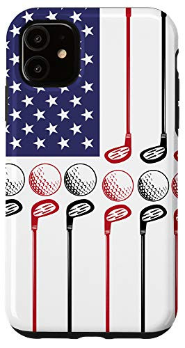 iPhone 11 Golf Ball Club Golfer American Flag Cool Sports Lover Gifts Case