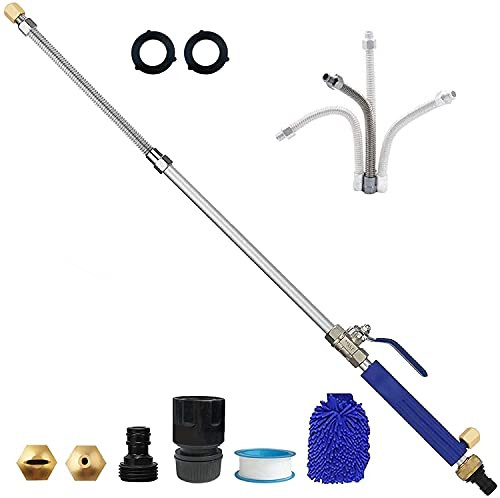 Extendable Hydro Jet Washer High Pressure Power Washer Wand Water Hose with Nozzle Auto Watering Sprayer Flexible Garden Watering Sprayer for Gutter Patio Car Pet Window Cleaning Tool