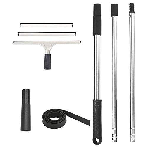 ITTAHO Squeegee Window Cleaner -Include Stainless Steel Squeegee, Heavy-Duty 4.8 Feet Long Extension Pole,Pole Attachment,10 Inch 12 Inch 16 Inch Rubber Blade Channel,42 Inch Rubber Blade Replacement