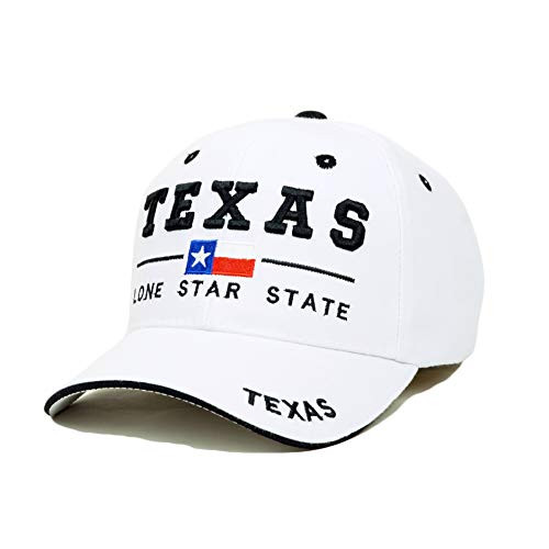 Texas State Embroidery Hat Lone Star State Adjustable Sandwich Baseball Cap -White-