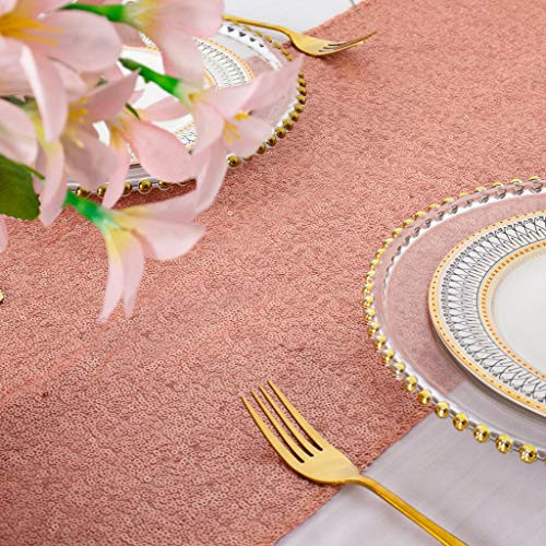 12''x72'' Blush Sequin Table Runner Sparkly Metallic Sequin Runner for Wedding Party Dinner Reception, Event Bridalwedding Runner, Birthday Party, Dinner Party, Shower Ready to Ship