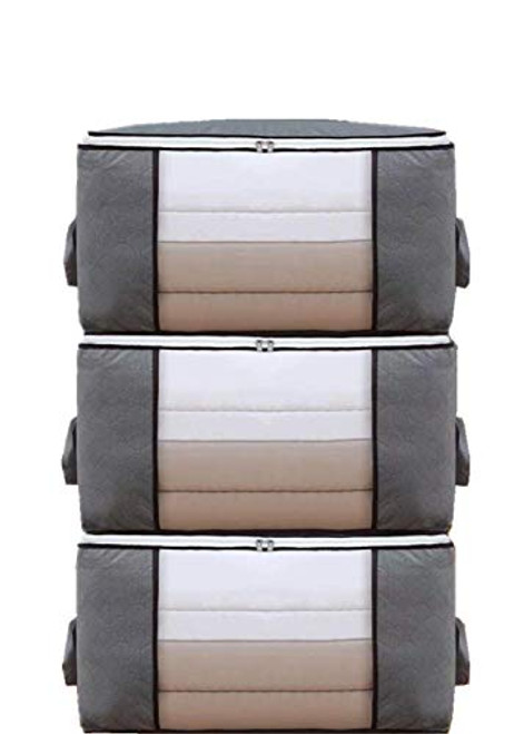 T TERSELY 3PCS Thick Strong Clothes Quilt Blanket Storage Bag With Zips, Duvet Storage Bag King Size, Breathable Fabric Underbed Storage Bags with Clear Windows, Clothing Storage Bags for Quilt, Bedding T TERSELY 3PCS Thick Strong Clothes Quilt Blanket Storage Bag With Zips, Duvet Storage Bag King Size, Breathable Fabric Underbed Storage Bags with Clear Windows, Clothing Storage Bags for Quilt, Bedding