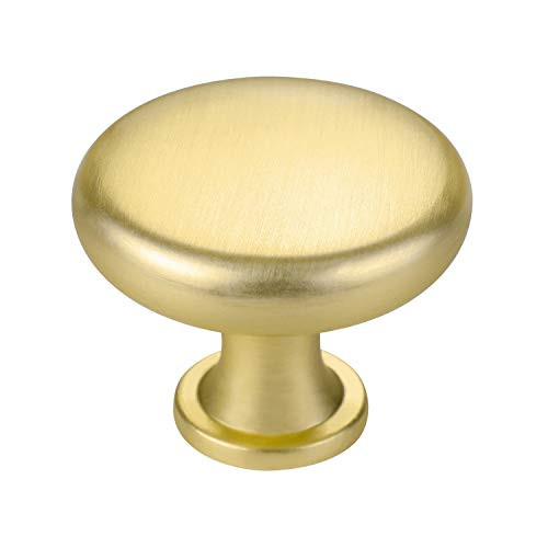 homdiy Kitchen Cabinet Knobs Brushed Brass Drawer Knobs Round Door Knobs - HDLS5551GD 10Pack Single Hole Hardware Cabinet Knobs Dresser Drawer Knobs for Cabinets and Drawers