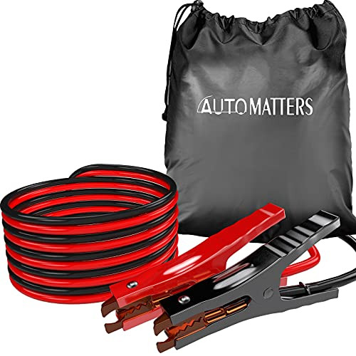 Jumper Cables 6 Gauge 16 Feet, Automatters Heavy Duty Booster Cables with Carry Bag, Jump Start Dead or Weak Batteries for Car -6AWG x 16FT-