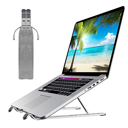 Portable Laptop Stand, OlYone Adjustable Laptop Holder Riser Computer Stand Aluminum Ventilated Cooling Notebook Stand Compatible with MacBook Air Pro/ Dell/ iPad/ HP More Laptops - Silver