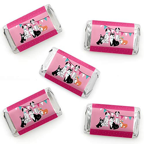 Pawty Like a Puppy Girl - Mini Candy Bar Wrapper Stickers - Pink Dog Baby Shower or Birthday Party Small Favors - 40 Count Pawty Like a Puppy Girl - Mini Candy Bar Wrapper Stickers - Pink Dog Baby Shower or Birthday Party Small Favors - 40 Count