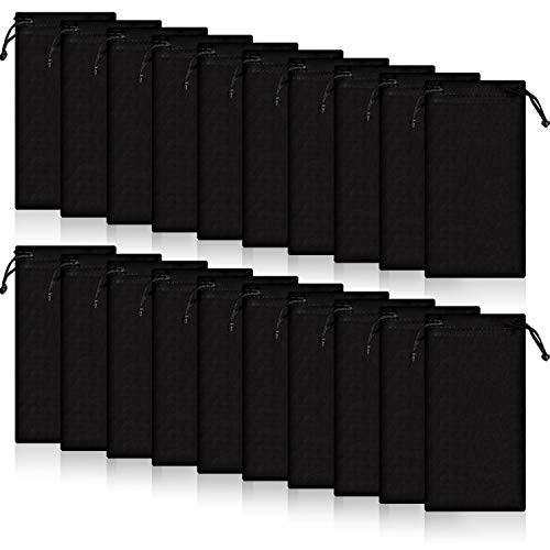 40 Pack Microfiber Case Pouch Bag Glasses Sunglasses Case with 2 Pieces Cleaning Cloth -Black-