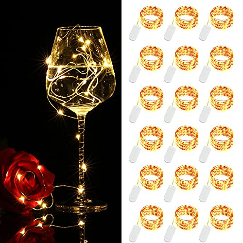LEDIKON 18 Pack Led Fairy Lights Battery Operated Mini String Lights,7.2ft 20 LED Warm White Mason Jar Lights Copper Wire Firefly Mini Led Lights for Wedding Party Mason Jars DIY Crafts LEDIKON 18 Pack Led Fairy Lights Battery Operated Mini String Lights,7.2ft 20 LED Warm White Mason Jar Lights Copper Wire Firefly Mini Led Lights for Wedding Party Mason Jars DIY Crafts