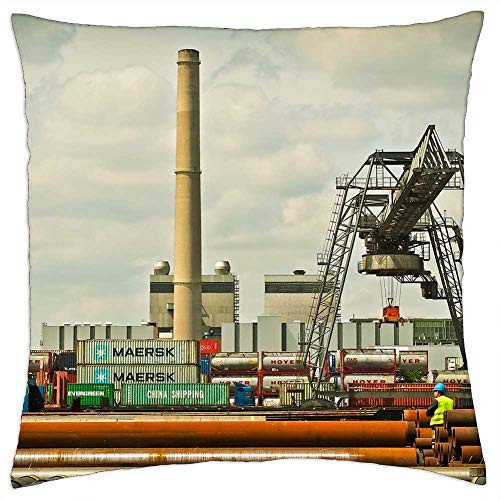 LESGAULEST Throw Pillow Cover -24x24 inch- - Port Crane Harbour Crane Envelope Loading Crane LESGAULEST Throw Pillow Cover -24x24 inch- - Port Crane Harbour Crane Envelope Loading Crane