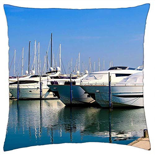 LESGAULEST Throw Pillow Cover -24x24 inch- - Port Ship Port Boat Harbour Boats Ships Sea Water