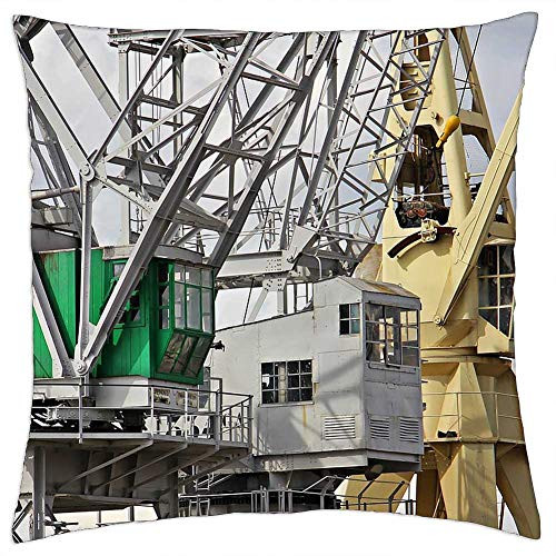 LESGAULEST Throw Pillow Cover -24x24 inch- - Harbour Cranes Sky Clouds Industry Port Cranes LESGAULEST Throw Pillow Cover -24x24 inch- - Harbour Cranes Sky Clouds Industry Port Cranes