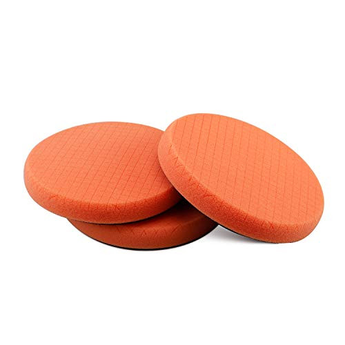 Orange Medium Cut Pad, Buffing Polishing Pads, SPTA 3Pcs 6.5 Inch Face for 6 Inch 150mm Backing Plate Compound Buffing Sponge Pads For Car Buffer Polisher Compounding, Polishing and Waxing -X00224Y6O3