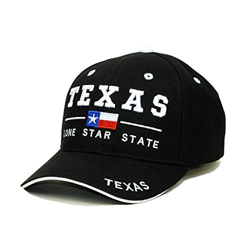 Texas State Embroidery Hat Lone Star State Adjustable Sandwich Baseball Cap -Black-