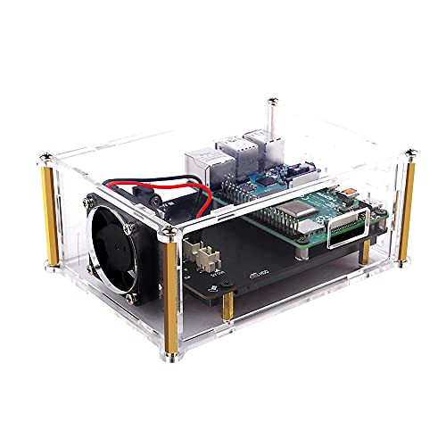 GeeekPi Raspberry Pi 4 X825 V2.0 Acrylic Case with 4010 Fan -40mmx40mmx10mm- 5V Support X825 V2.0 2.5 inch SATA SSD/HDD Shield  and  Raspberry Pi 4 Model B