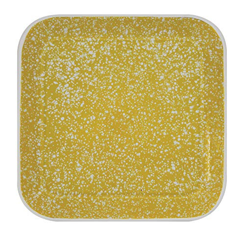Creative Co-Op Square Yellow Splatterware Tin Platter