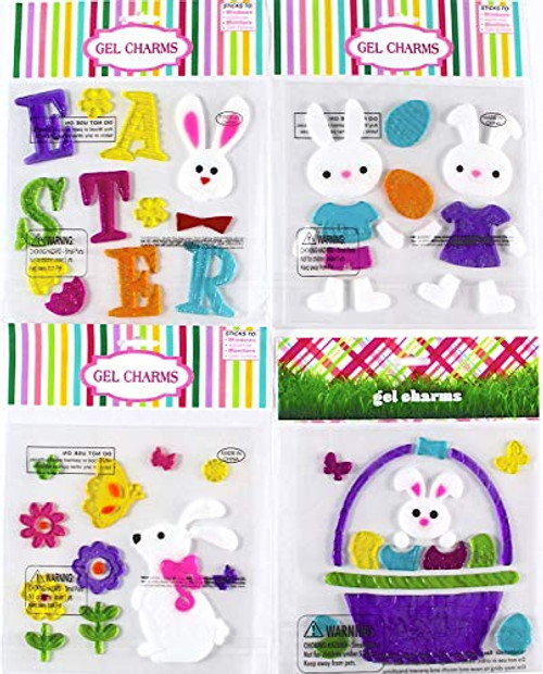 Easter Fun Spring Gel Clings- Bunny Friends, Hatching Eggs, Chicks, Butterflies, Flowers Decoration Pack for Windows, Mirrors, Car and More Easter Fun Spring Gel Clings- Bunny Friends, Hatching Eggs, Chicks, Butterflies, Flowers Decoration Pack for Windows, Mirrors, Car and More