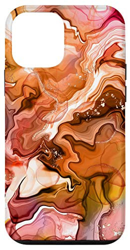 iPhone 12 mini Abstract Watercolor Pattern Alcohol Ink Pink  and  Peach Case