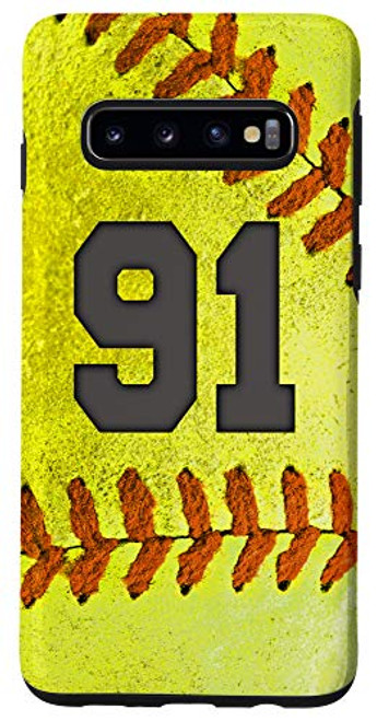 Galaxy S10 Softball Fan -91 Jersey No 91 Softball Lover Phone Case Gift Case