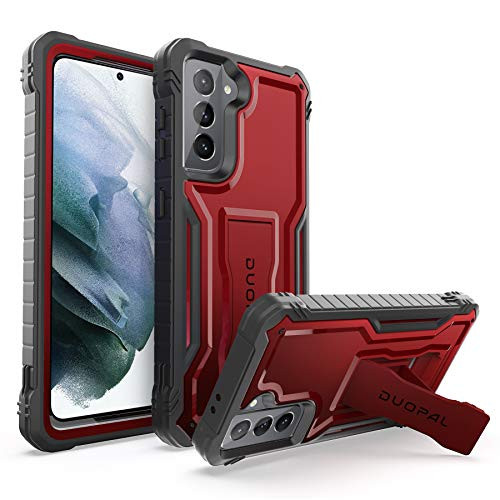 DUOPAL Samsung Galaxy S21 5G Case, Military Grade Protection Shockproof Case Built-in Kickstand Compatible with Samsung S21 5G Phone 6.2 Inch -Red-