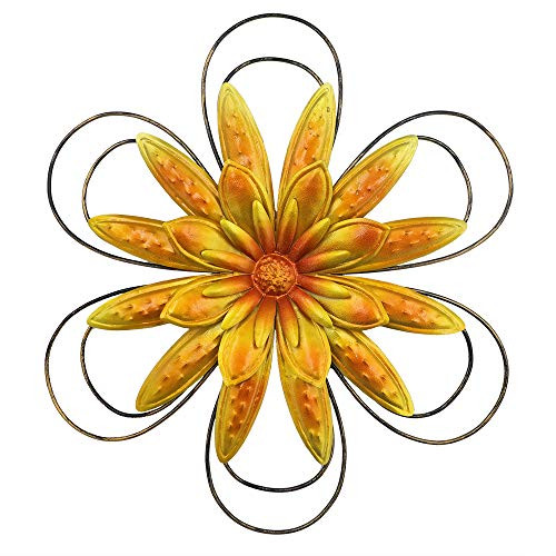 TENGZHEN Metal Flower Wall Art Metal Yellow Flower Wall Decor Garden Art Wall Decor Outdoor Hanging Decoration Iron Wall Sculptures Hanging for Home Bedroom Bathroom Kitchen Garden Outdoor and Indoor TENGZHEN Metal Flower Wall Art Metal Yellow Flower Wall Decor Garden Art Wall Decor Outdoor Hanging Decoration Iron Wall Sculptures Hanging for Home Bedroom Bathroom Kitchen Garden Outdoor and Indoor
