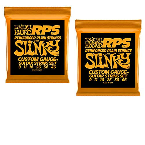 2 PACK Ernie Ball 2241 RPS Reinforced Hybrid Slinky Electric Guitar Strings, 9-46