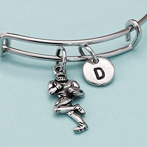 Football player bangle, football player charm bracelet, expandable bangle, charm bangle, personalized bracelet, initial bracelet, monogram Football player bangle, football player charm bracelet, expandable bangle, charm bangle, personalized bracelet, initial bracelet, monogram