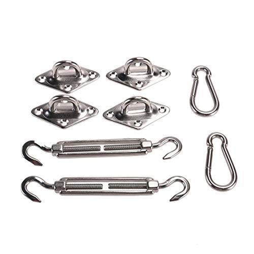 Yardwe 8PCS Sun Shade Sail Hardware Kit, Sun Sail Installation Kit, Stainless Steel Sun Shade Sail Fixing Hardware Accessories Kit for Triangle and Square sail