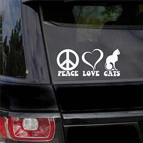 Peace Love Cats Hippie Cat Mom Lover Dad Vinyl Cars Decal Sticker , Auto Decals  and  Decal Sticker for Computer, Cup?Vans, Motorcycle, Window,Bumper,Trucks,Laptop, Mug, Bottle.