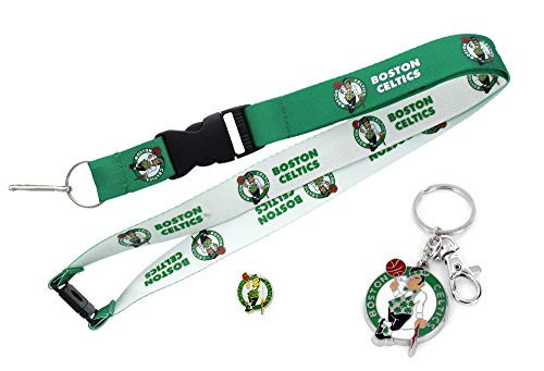 Aminco NBA Boston Celtics Team Reversable Lanyard, Logo Lapel Pin, and Metal Keychain Gift Bundle Aminco NBA Boston Celtics Team Reversable Lanyard, Logo Lapel Pin, and Metal Keychain Gift Bundle