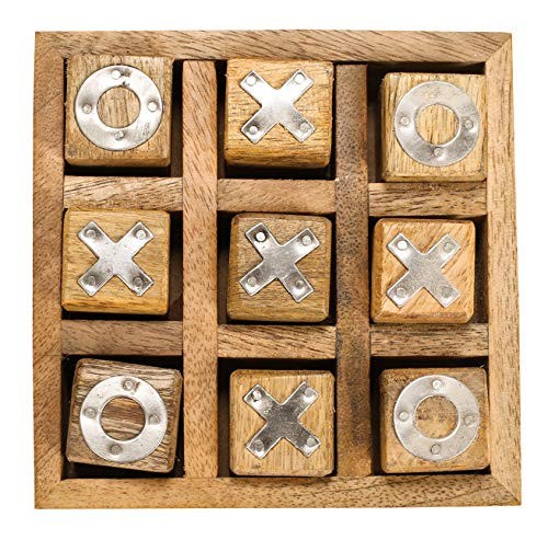 Tic Tac Toe Game Wooden Set for Kids Children, Tic Tac Toe Game Toy Handmade Wooden Naughts and Crosses Travel Board Game, Travel Board Brain Teaser Game - Unique Gifts for Kids for All Occasions