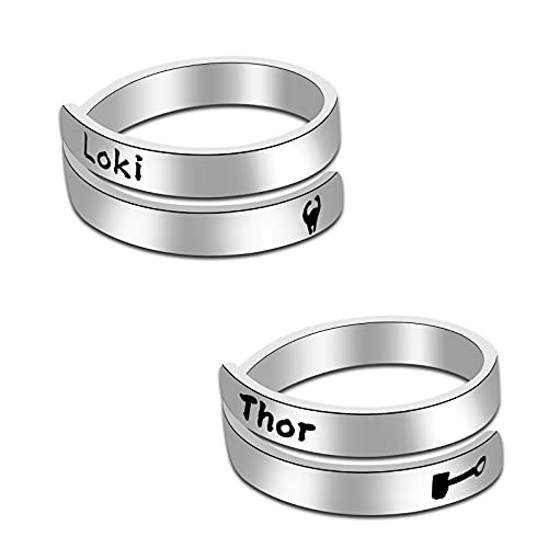 AKTAP Thor Loki Rings Set Best Friend Friendship Jewelry Brother Gifts for Loki/Thor Fans -Thor Loki Rings Set-