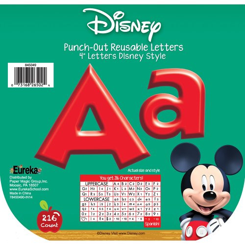 Eureka Back to School Disney Red Mickey Mouse Clubhouse Punch Out Deco Letters Classroom Decorations, 216pc, 4''