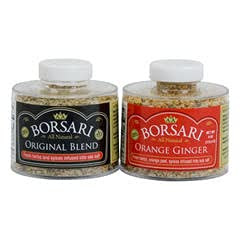 Borsari Seasoned Salt Combo - Gourmet Sea Salt Blends With Herbs and Spices - Gluten Free - Set of 2, 4 oz Shaker Bottles -Original/Orange Ginger-