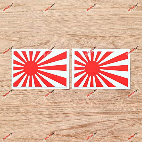 Japanese Rising Sun Flag Decal Vinyl Sticker JDM Japan - 2 Pack Reflective, 6 Inches - Fit for Honda Toyota Mazda Suzuki Japanese Rising Sun Flag Decal Vinyl Sticker JDM Japan - 2 Pack Reflective, 6 Inches - Fit for Honda Toyota Mazda Suzuki