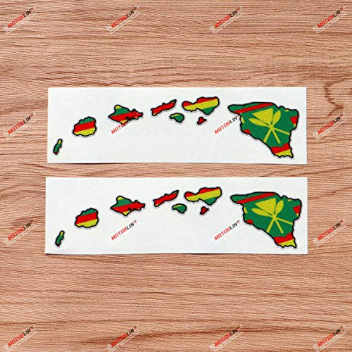 Hawaii Kanaka Maoli Flag Map Hawaiian Decal Stiker Vinyl HI Life - 2 Pack Reflective, 6 Inches - for Car Boat Laptop 02141