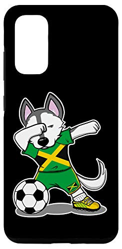 Galaxy S20 Dabbing Husky Dog Jamaica Football Jamaican Flag Soccer Case
