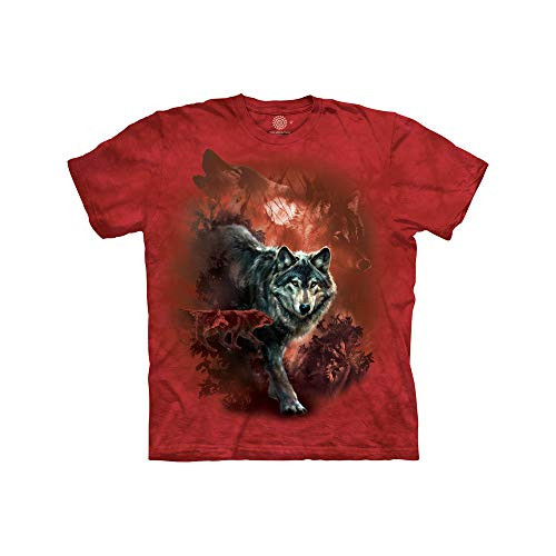 The Mountain Night Wolves Collage Child T-Shirt, Red, Small