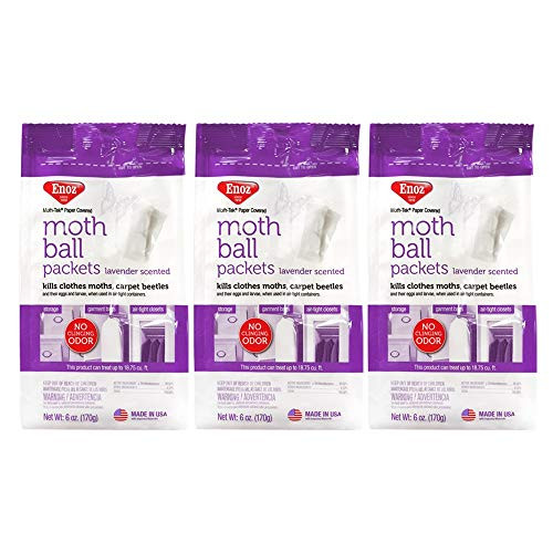 Enoz Moth-Tek Packets Lavender Scent - 6 oz. Bag 3 ea. Kills Clothes Moths, Carpet Beetles, and Eggs and Larvae