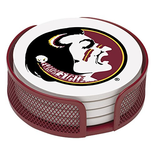 Thirstystone VFLSU-HA22 Stoneware Drink Coaster Set with Holder, Florida State University