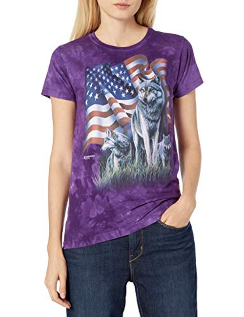 The Mountain Wolf Flag Adult Woman's T-Shirt, Purple, Small The Mountain Wolf Flag Adult Woman's T-Shirt, Purple, Small