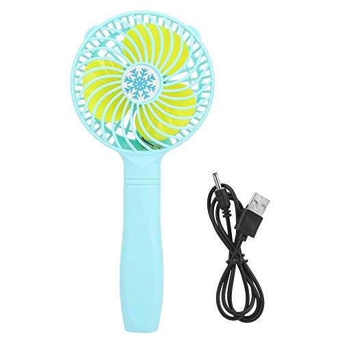 Small Desk Fan, Portable Handheld Fan- Mini Personal Fan, USB Rechargeable 300mAh Battery Operated Fan, Fan for Desk, Office, Outdoor  and  Travel -Color - Blue, Size - 23.5 x 10.5 cm/9.3 x 4.1 in-
