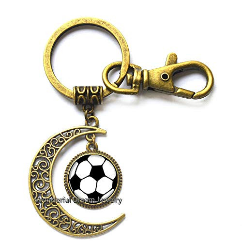 Football Moon Keychain, Soccer Moon Keychain, Soccer mom Gift, Football Fan Gift, Sports Moon Keychain, Soccer Jewellery, Football Jewellery, Football Team?PU155 -Brass- Football Moon Keychain, Soccer Moon Keychain, Soccer mom Gift, Football Fan Gift, Sports Moon Keychain, Soccer Jewellery, Football Jewellery, Football Team?PU155 -Brass-