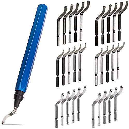 STARVAST 30Pcs Metal Deburring Tool, Deburring Blades Kit with Swivel Handle, Pipe Deburring Tool for Soft Metal -Aluminum, Copper-, Wood, Plastic and Steel Burr Removing